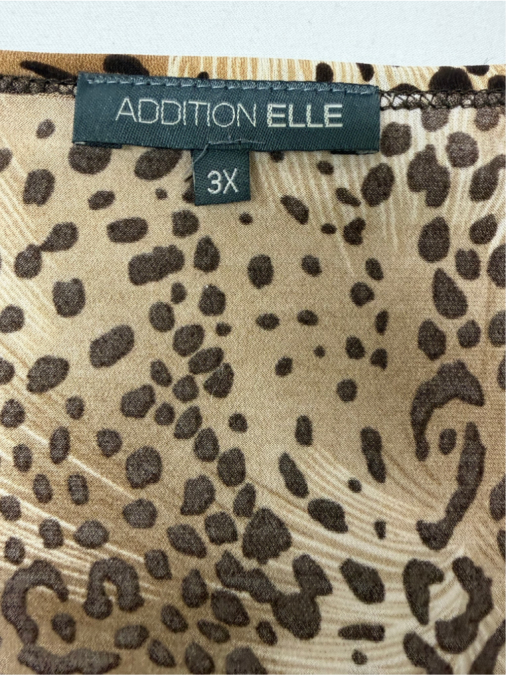 Women's Addition Elle Animal Print Cowl Neck Short Sleeve Tee, Brown, 3X. 2049 - Picture 4 of 5